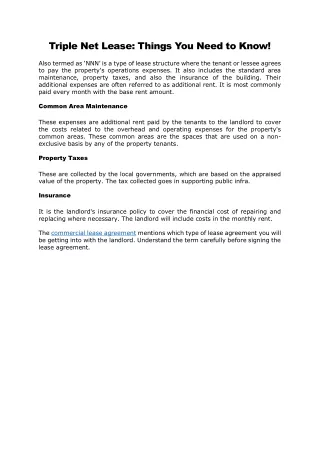 triple net lease things you need to know