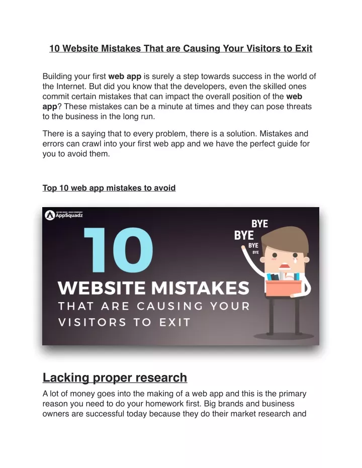 10 website mistakes that are causing your