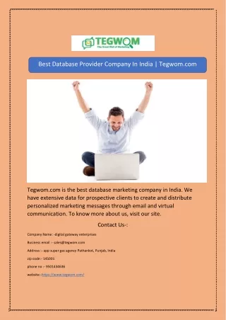 Best Database Provider Company In India | Tegwom.com