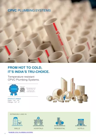 CPVC Pipes and Fittings - Trubore Pipes