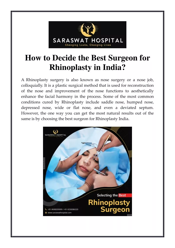 how to decide the best surgeon for rhinoplasty