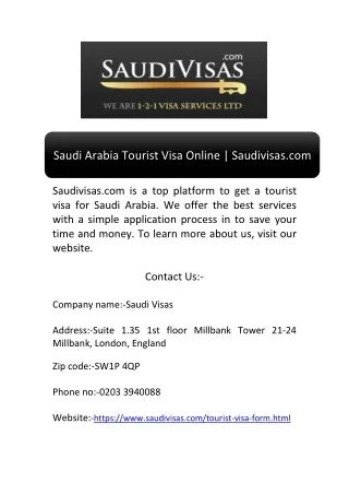Saudi Arabia Tourist Visa Online | Saudivisas.com