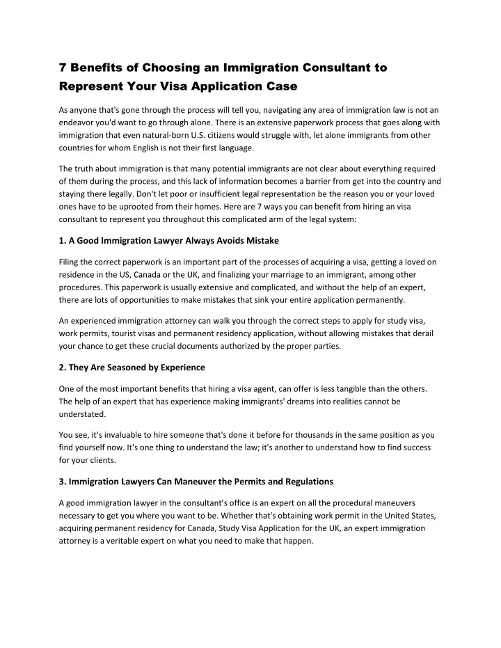 7 benefits of choosing an immigration consultant