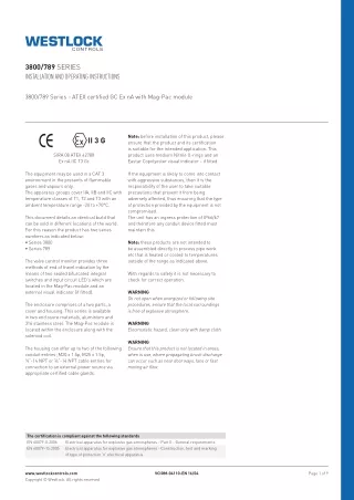 3800 789 series installation and operating