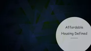 Affordable Housing Defined