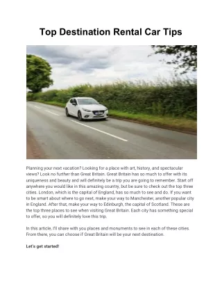 Top Destination Rental Car Tips - Driverso