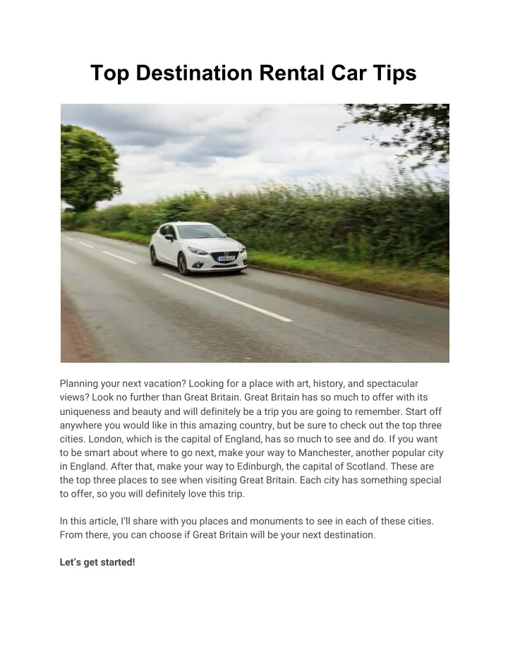 top destination rental car tips