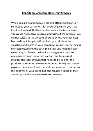 importance of invoice data entry services