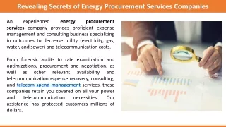 Revealing Secrets of Energy Procurement Services Companies