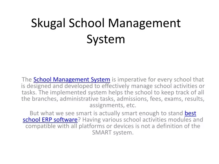 skugal school management system