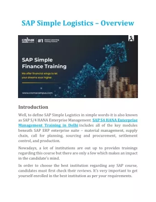 sap simple logistics overview