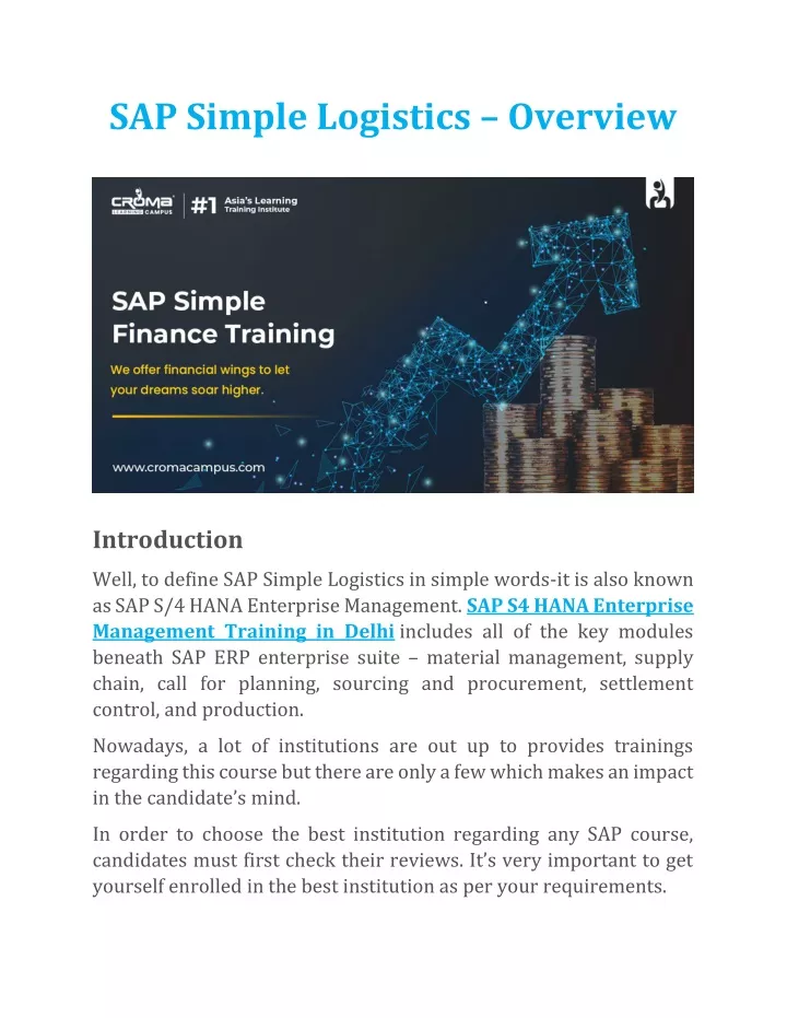 sap simple logistics overview