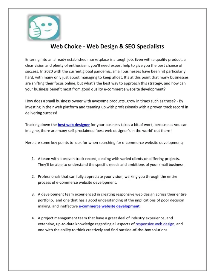 web choice web design seo specialists