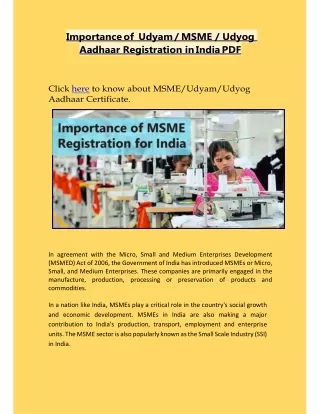 MSME / SSI / Udyog aadhar registration in India