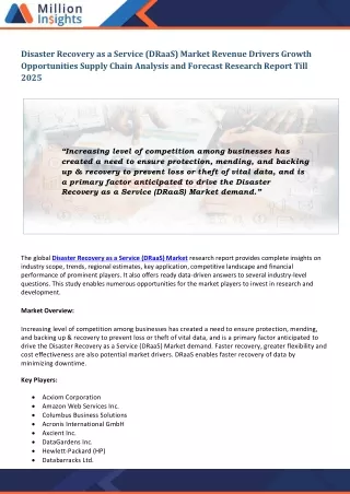 disaster recovery as a service draas market