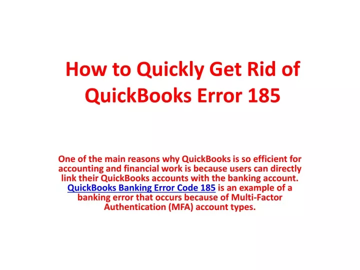 how to quickly get rid of quickbooks error 185