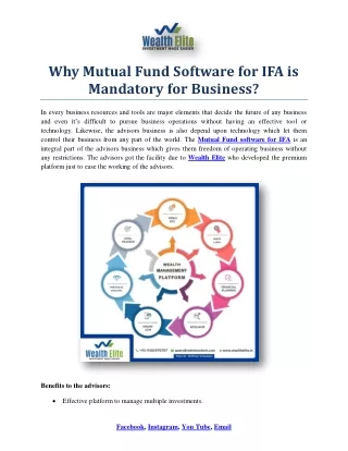 why mutual fund software for ifa is mandatory