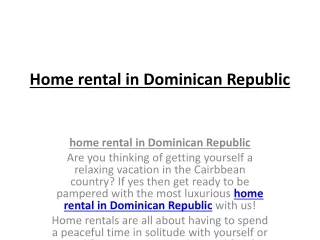 Summer homes In Dominican Republic