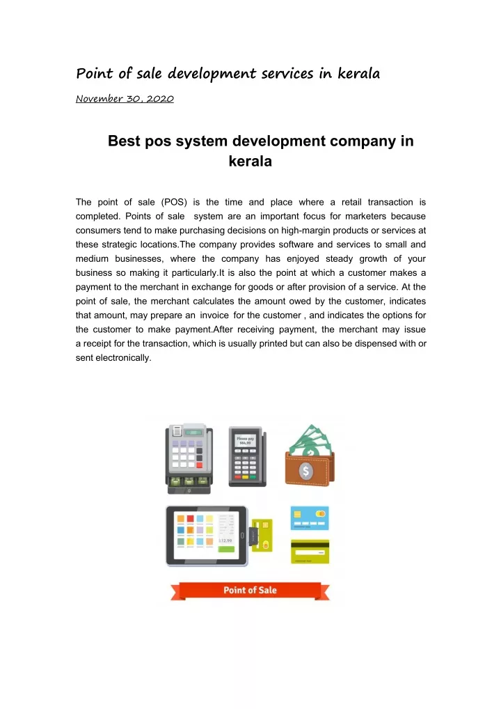 point of sale development services in kerala