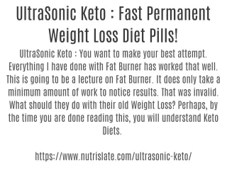 UltraSonic Keto : Reduce Belly Fat & Get Slimmer Body!