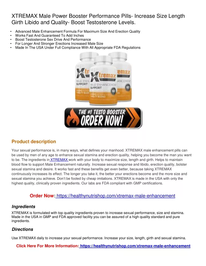 xtremax male power booster performance pills