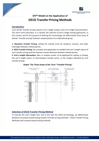 GTP Model on the Application of OECD Transfer Pricing Methods