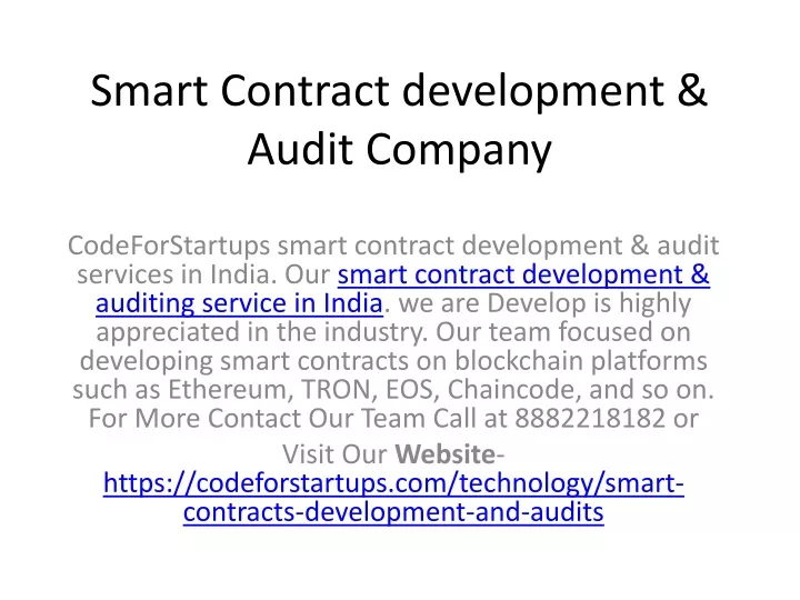 smart contract development audit company
