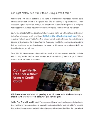 Can I get Netflix free trial without using a credit card?