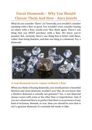 Uncut Diamonds – Why You Should Choose Them And How - Aura Jewels