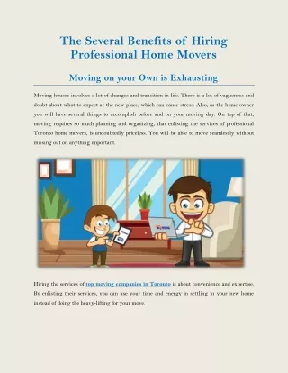 The Several Benefits of Hiring Professional Home Movers