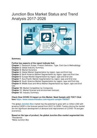 junction box market status and trend analysis