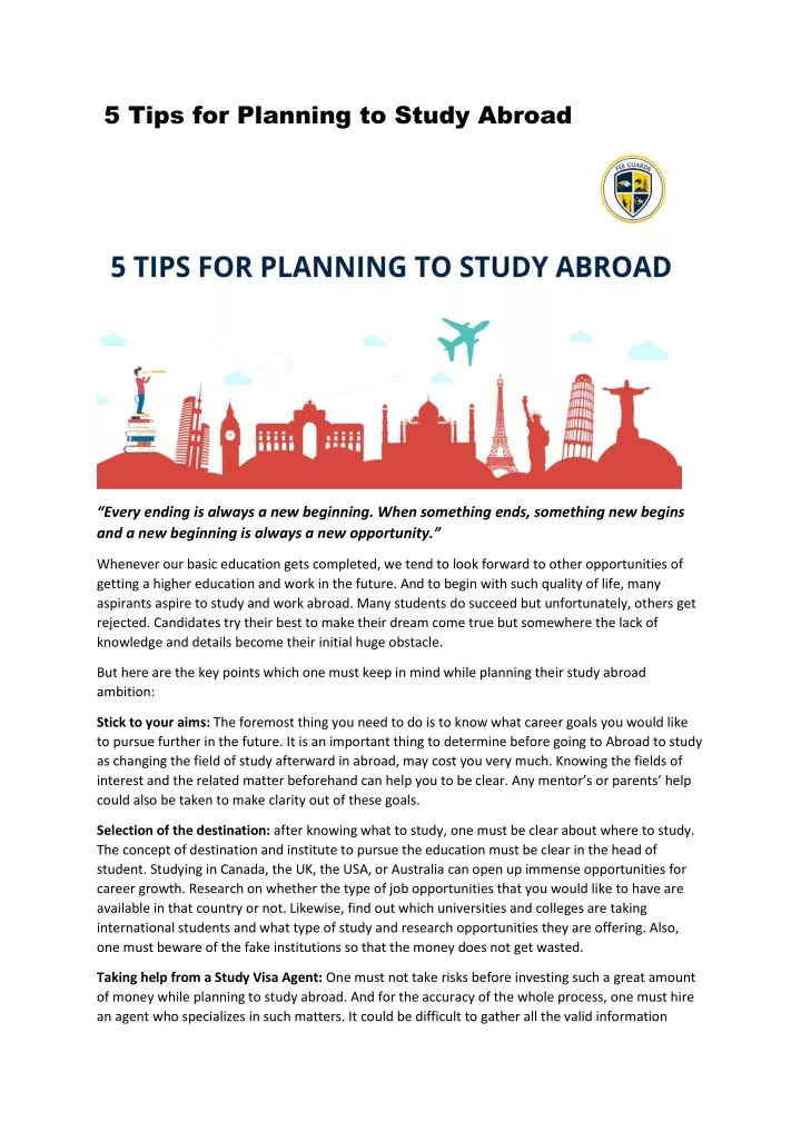 5 tips for planning to study abroad