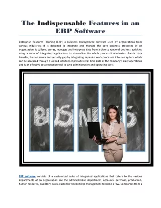 The Indispensable Features in an ERP Software