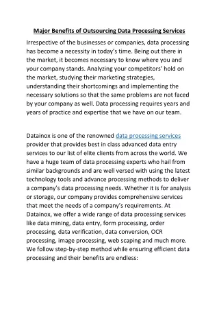 major benefits of outsourcing data processing