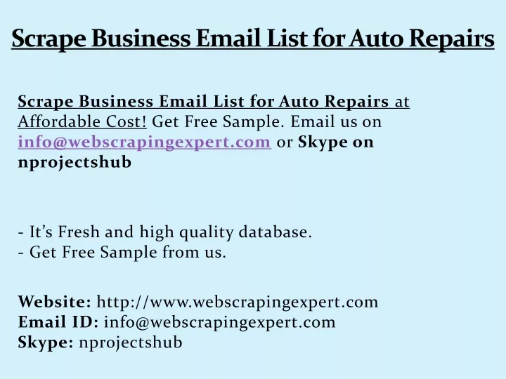 scrape business email list for auto repairs