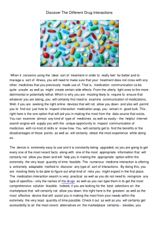 discover the different drug interactions