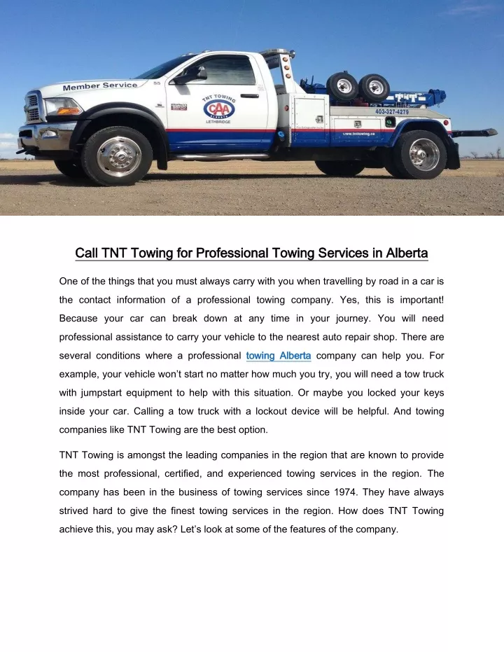 call tnt towing for professional towing services