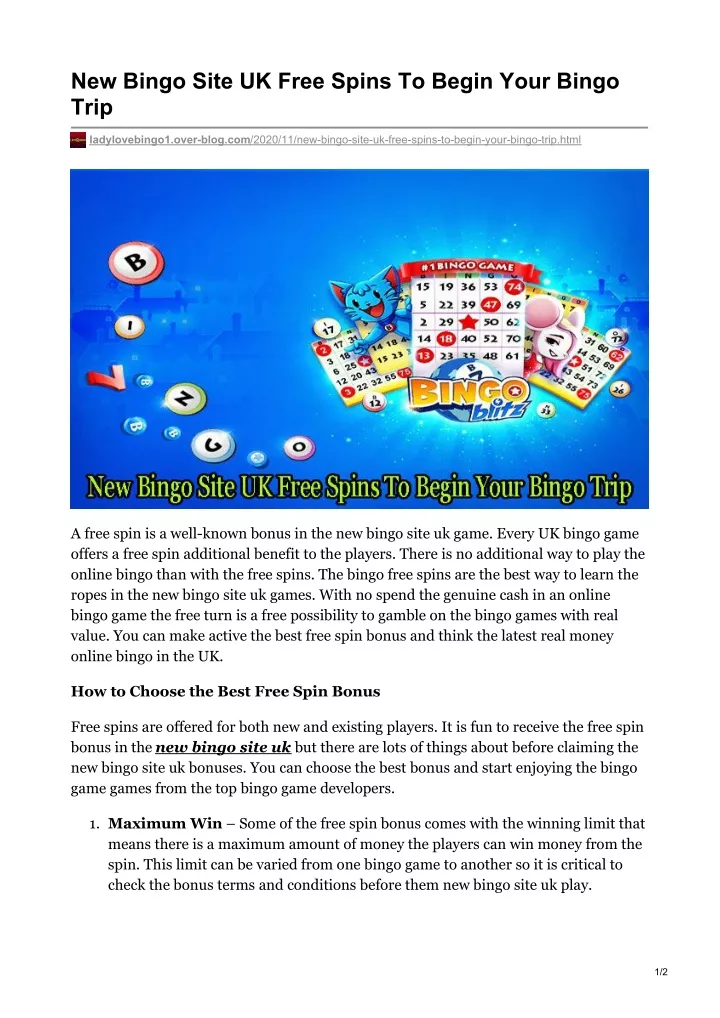 new bingo site uk free spins to begin your bingo