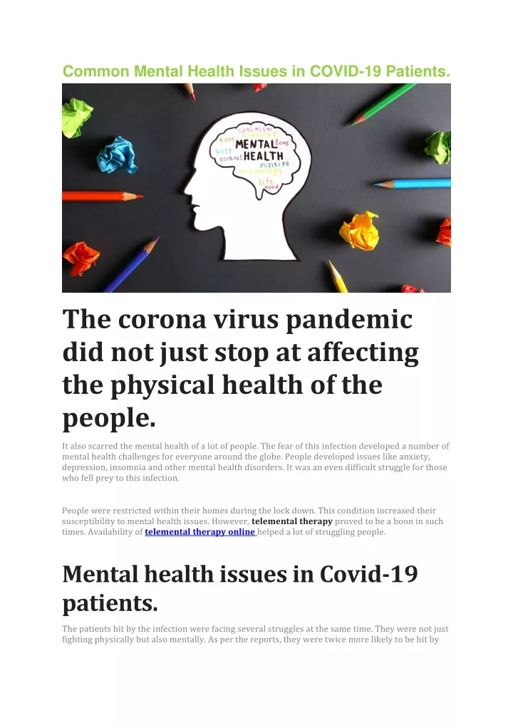 common mental health issues in covid 19 patients