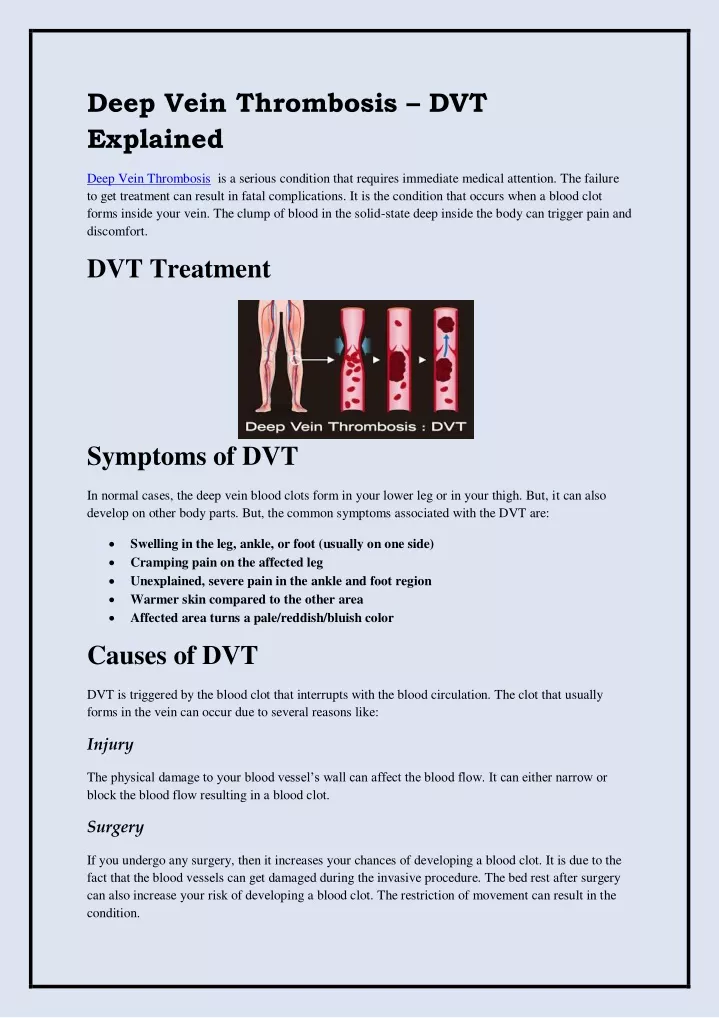 deep vein thrombosis dvt explained