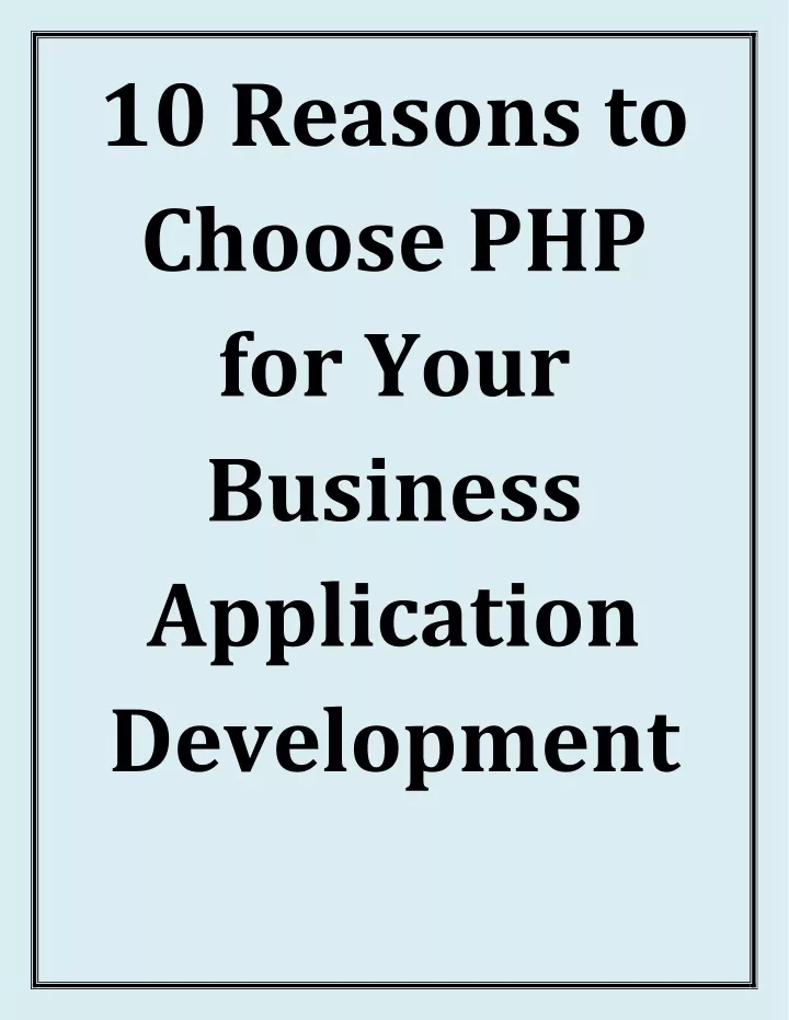 10 reasons to choose php for your business