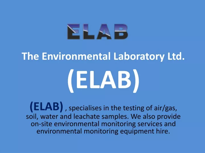 the environmental laboratory ltd elab