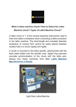 What is lathe machine chuck? How to Select the Lathe Machine chuck? Types of Lathe Machine Chuck?