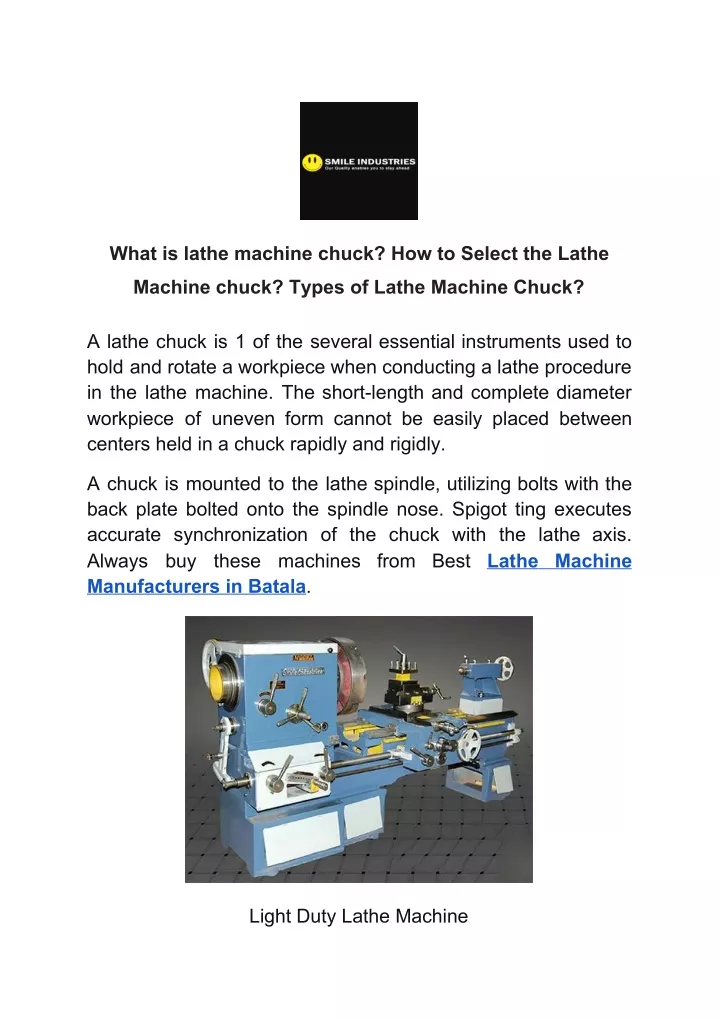 what is lathe machine chuck how to select