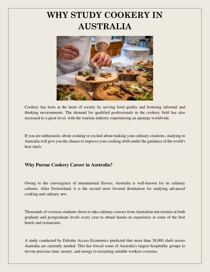 PPT WHY STUDY COOKERY IN AUSTRALIA PowerPoint Presentation free 