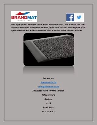 Entrance  Mats | Brandmat.co.za