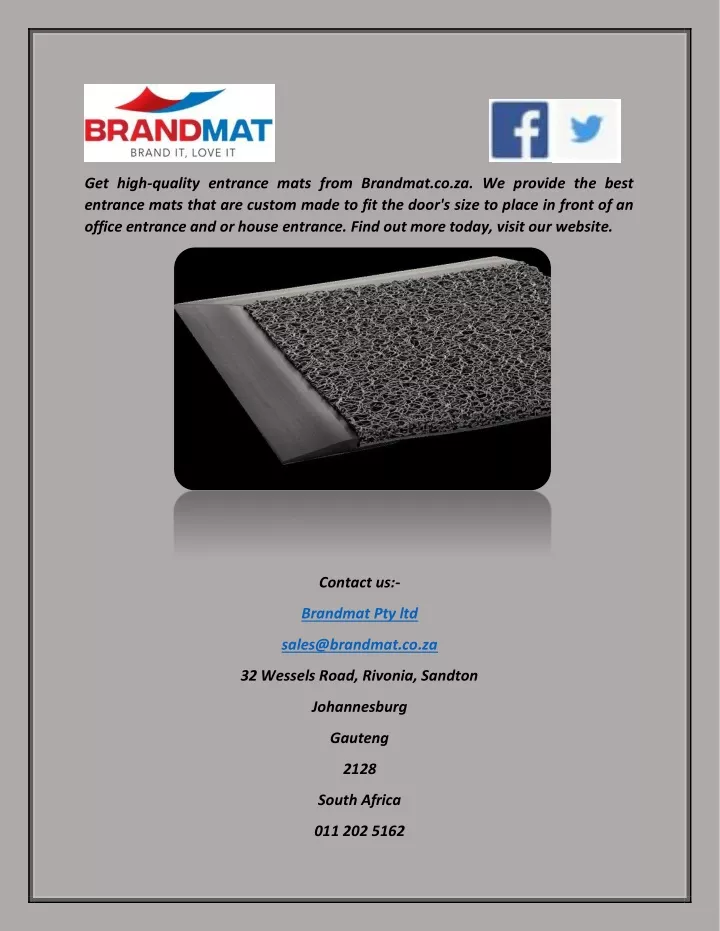 get high quality entrance mats from brandmat