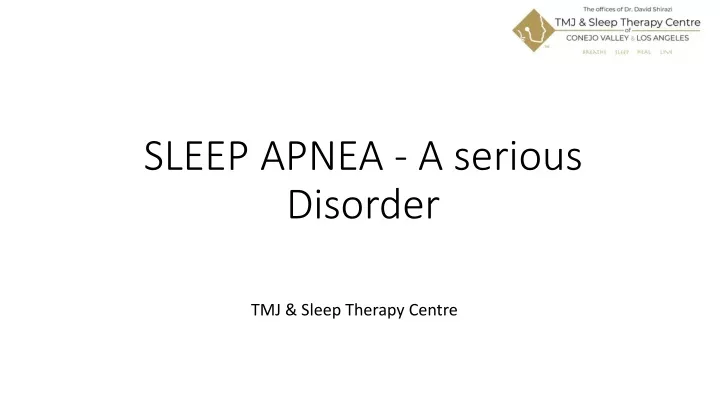 sleep apnea a serious disorder
