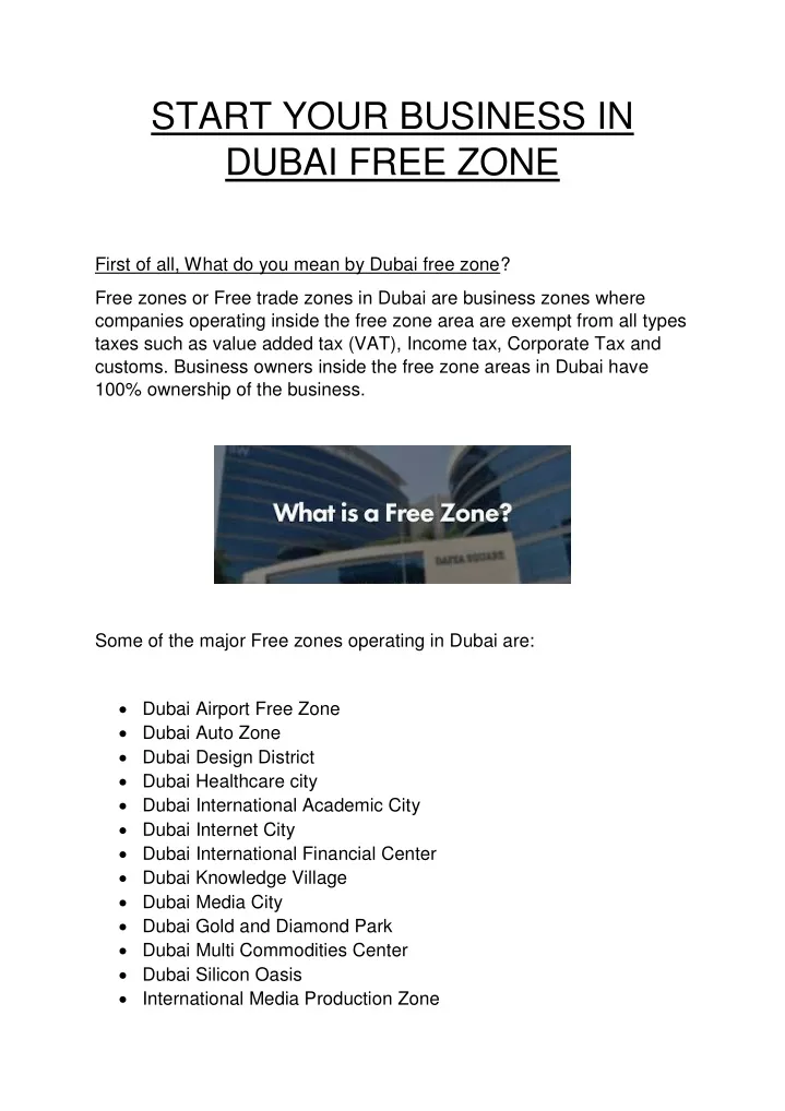 start your business in dubai free zone