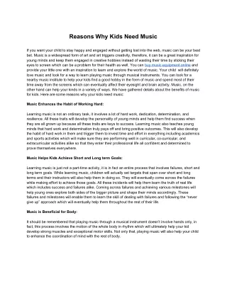 Reasons Why Kids Need Music